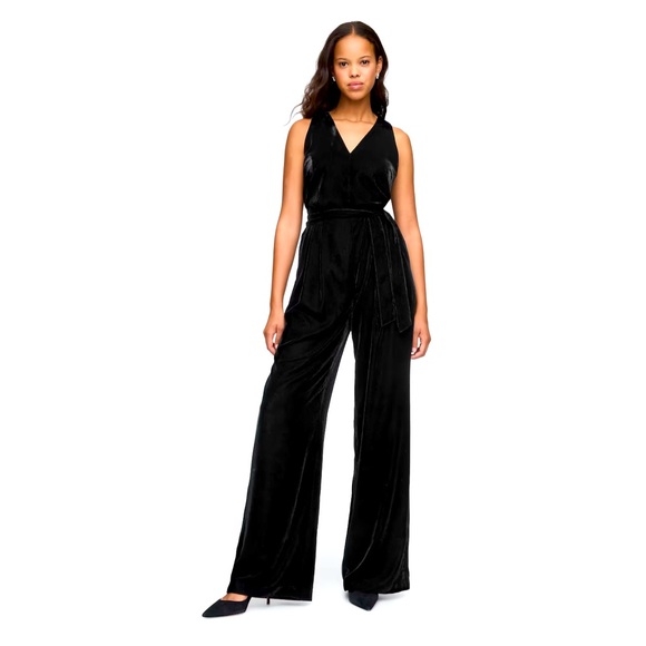 Black Soft Velvet Jumpsuit. - Picture 1 of 5